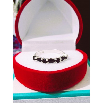 Anillo circonias en negro, plata .925 talla 8