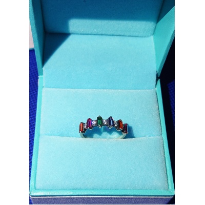 anillo circonia cubica colores en plata .925 talla 7
