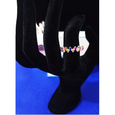Anillo Rainbow de circonias cubicas en plata .925 talla 8