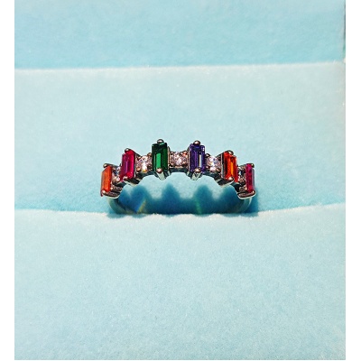 anillo circonia cubica colores en plata .925 talla 7